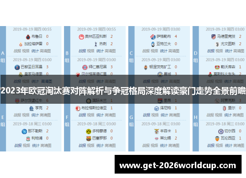 2023年欧冠淘汰赛对阵解析与争冠格局深度解读豪门走势全景前瞻